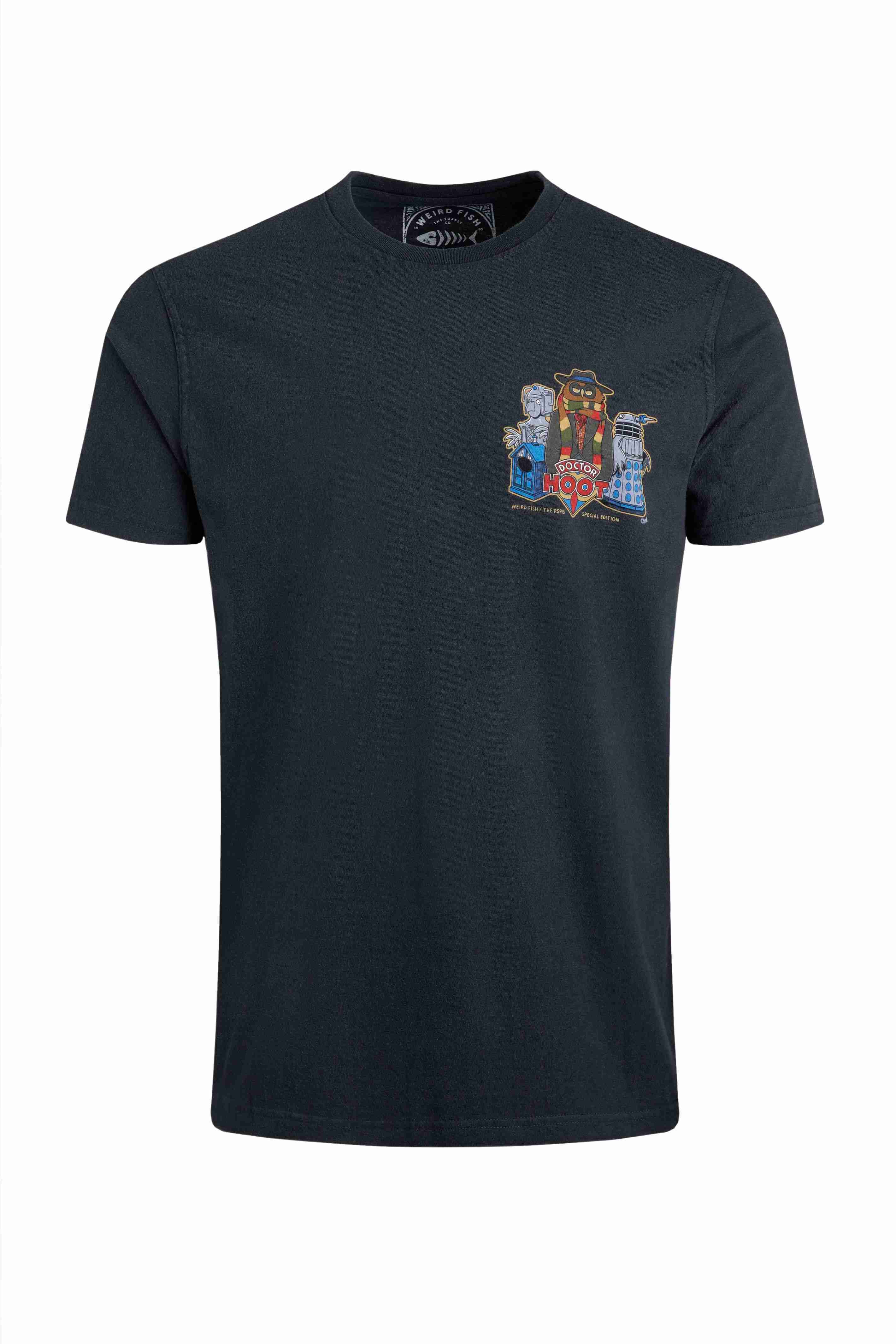 Doctor Hoot Back Print Artist T-Shirt Navy