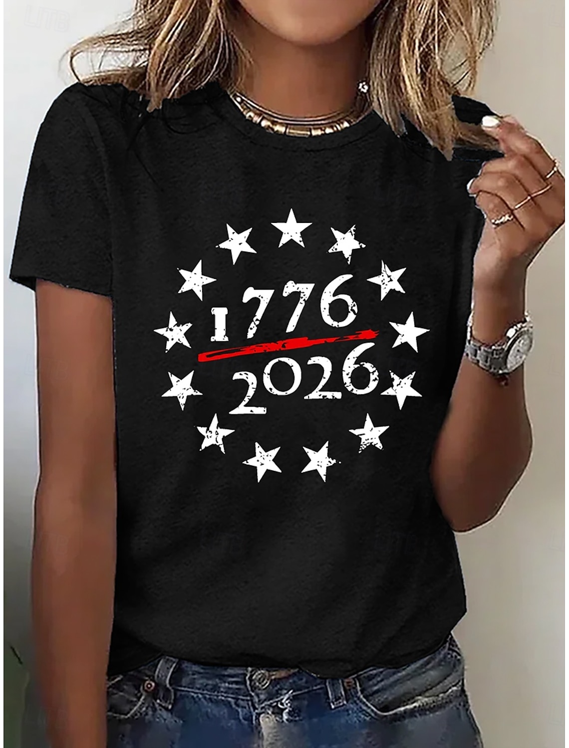 American Independence Day Women's T Shirt Print Graphic American Flag Stylish Classic Casual Short Sleeve V Neck Regular Tops Casual Daily White Brown Summer Spring
