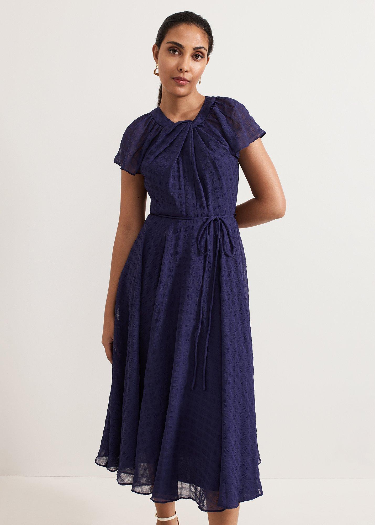Petite Gwen Textured Twist Neck Dress