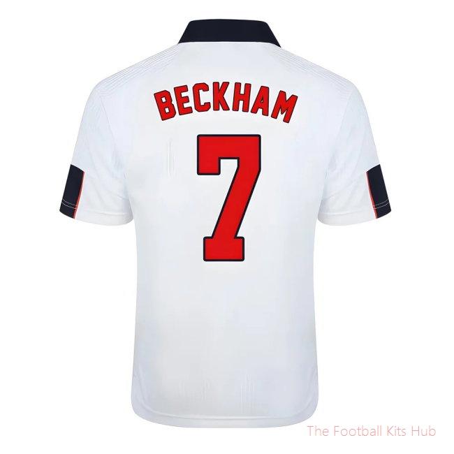 Score Draw England World Cup 1998 Home Shirt (Beckham 7)