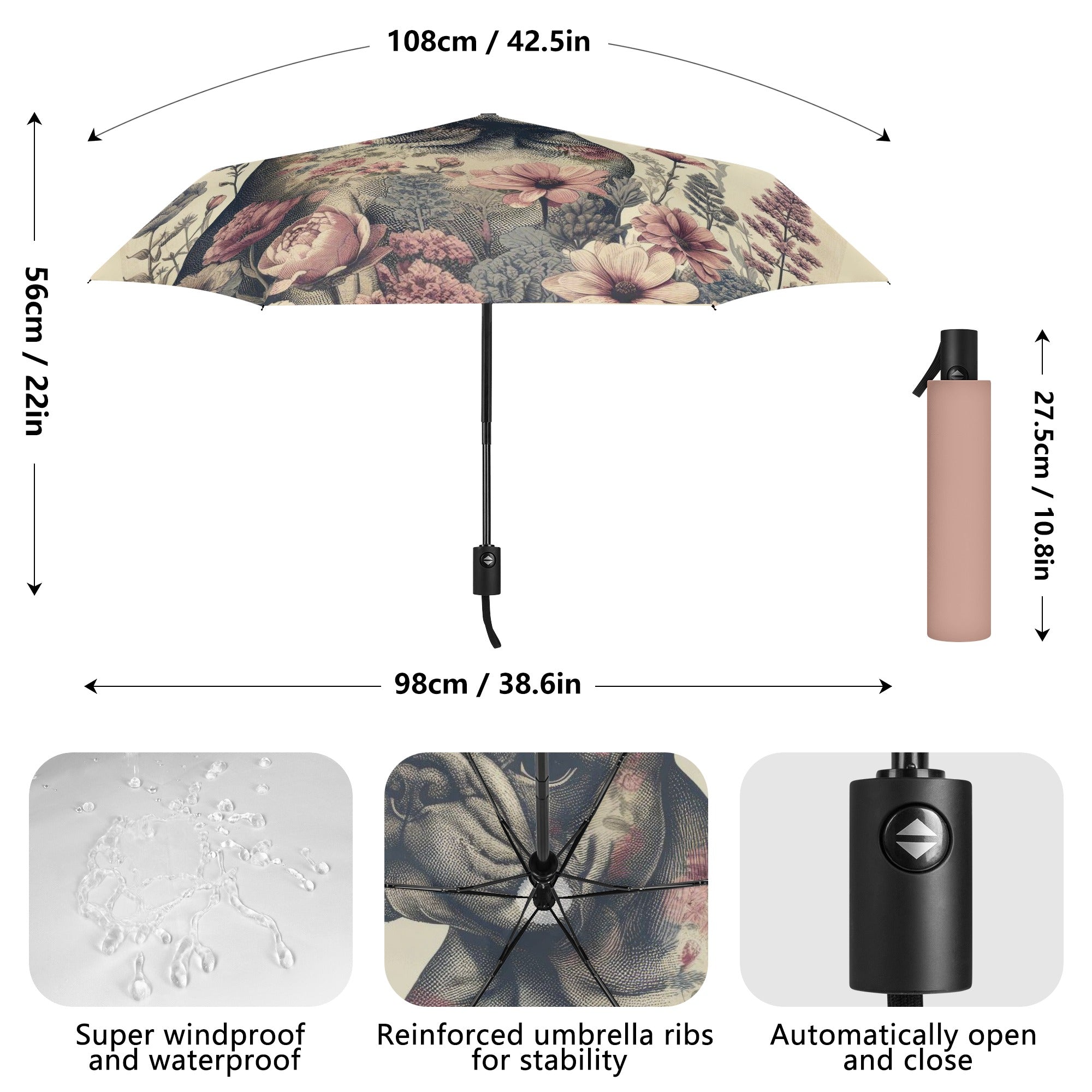 Frenchie-Fan Trendy Everyday Lexi - Umbrella for Daily Life Stylish