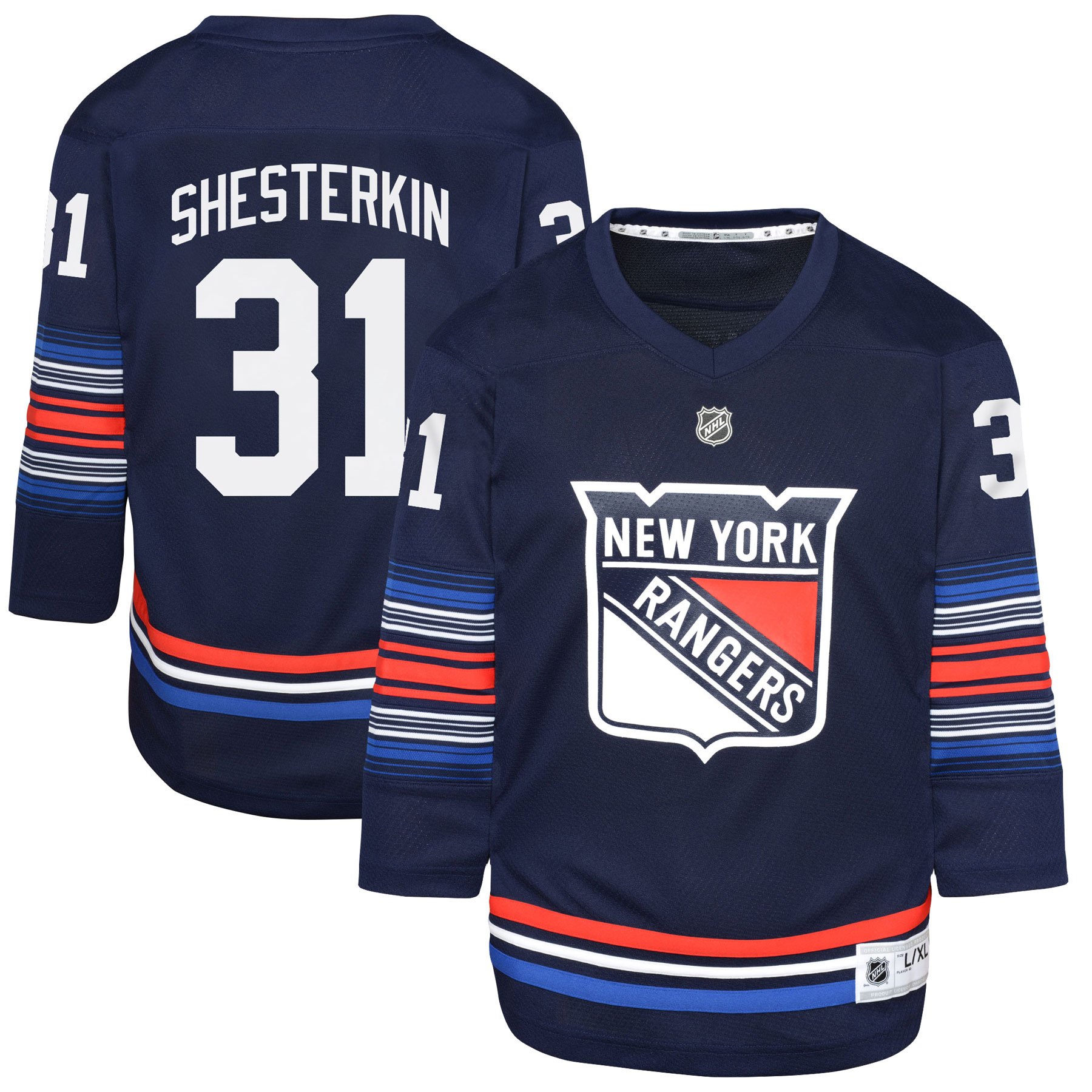 [LK] Igor Shesterkin New York Rangers Youth Alternate Replica Player Jersey - Navy