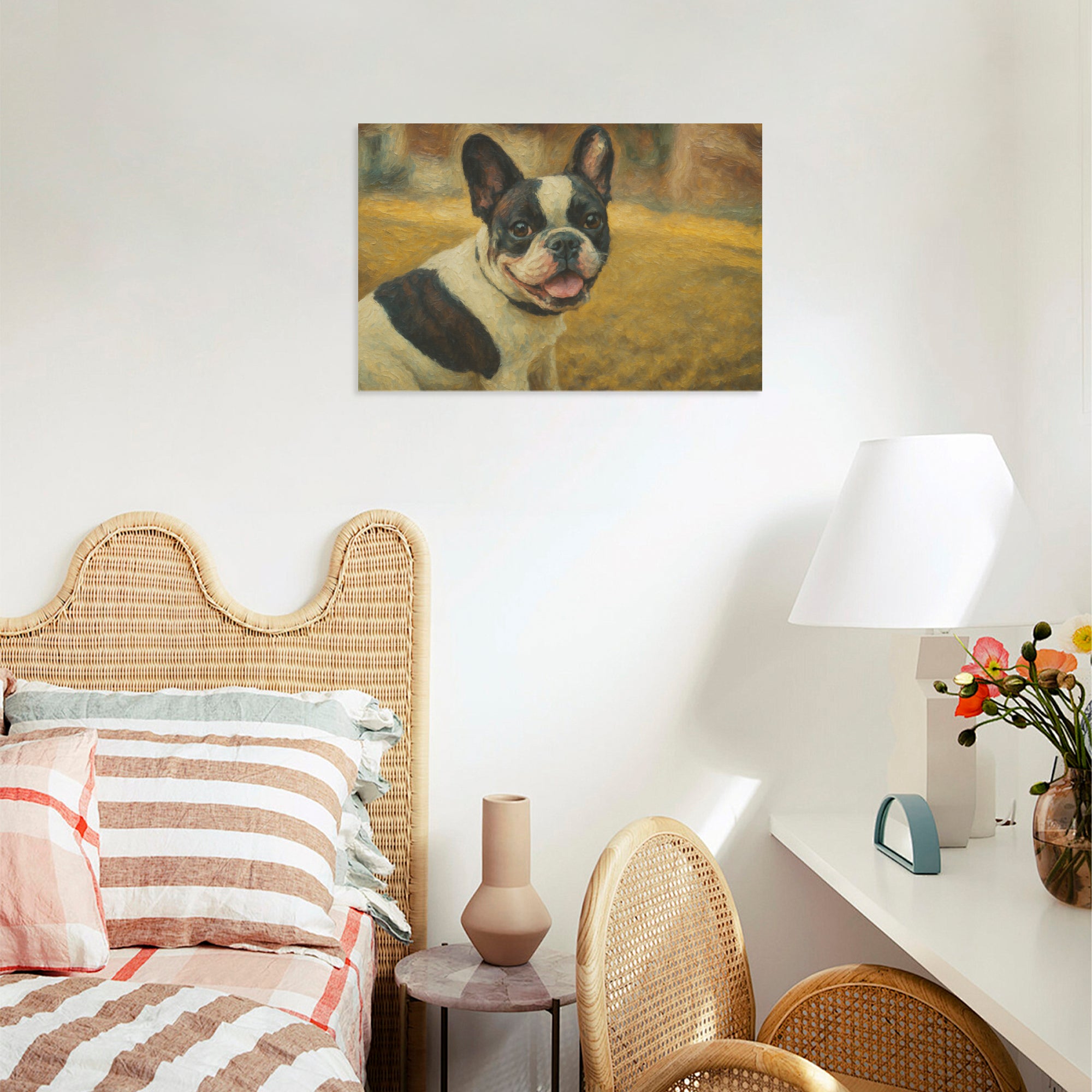 French Bulldog Michelle Personalized Adorable Frenchie Canvas Wall Art Durable Dog Item
