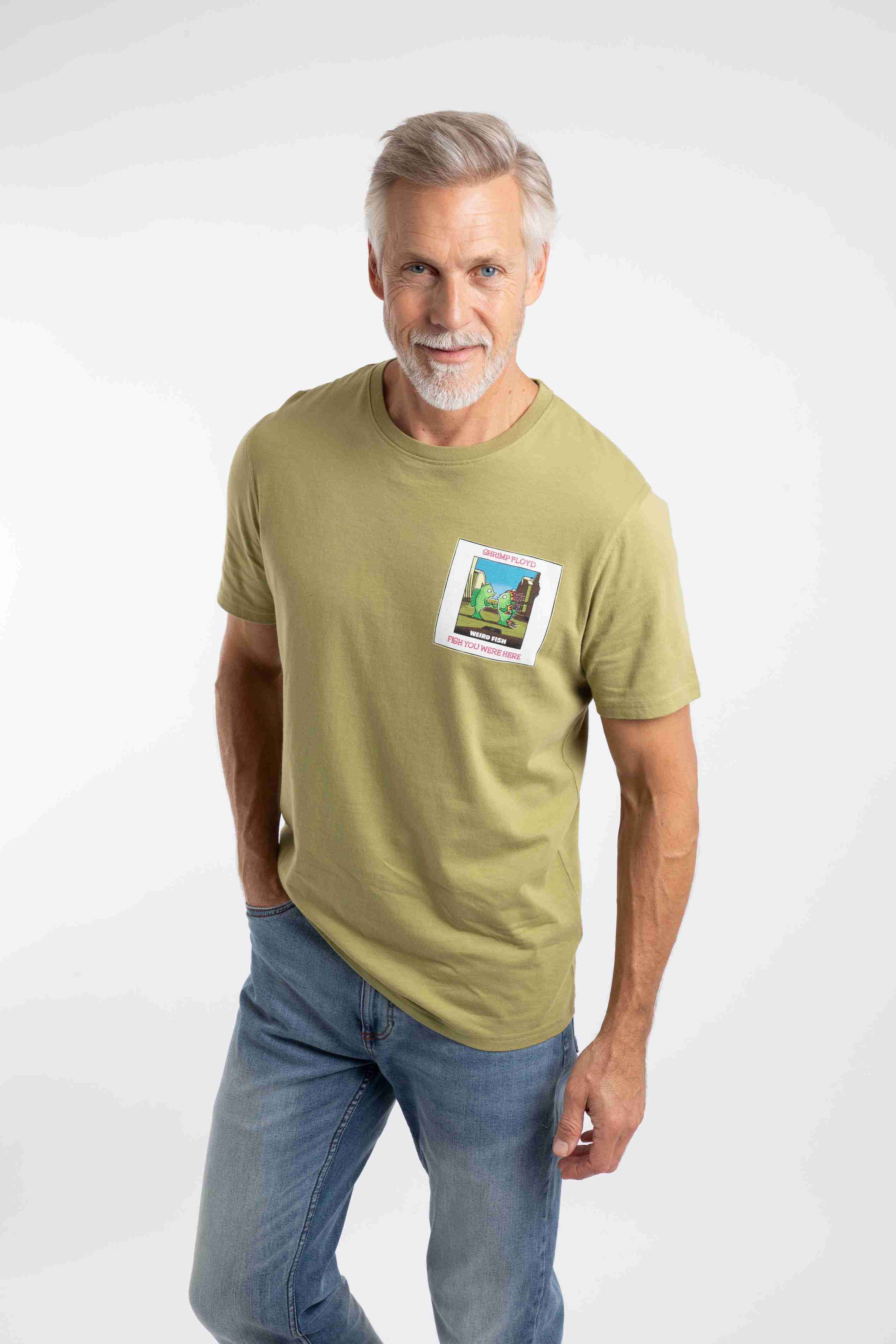 Fish You Were Here Back Print Artist T-Shirt WashedOak