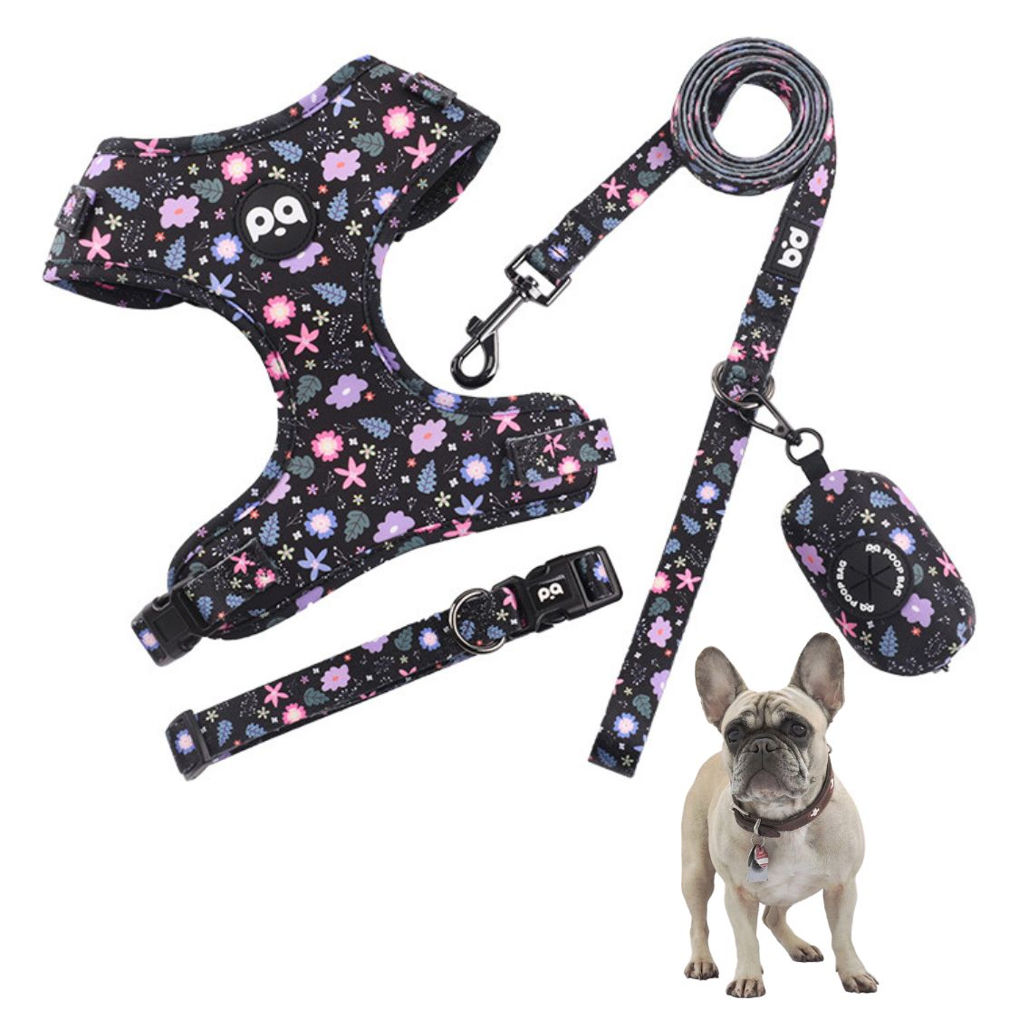 LeashLab Adjustable Frenchie Harness and Leash Set