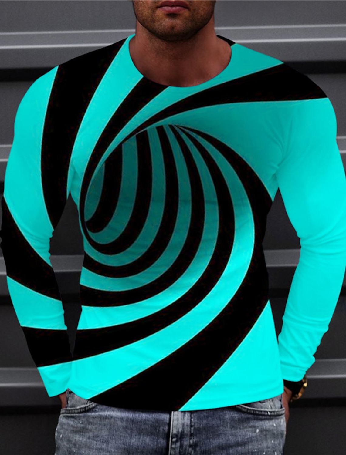 Men's Optical Illusion Graphic Prints T Shirt Long Sleeve 3D Print