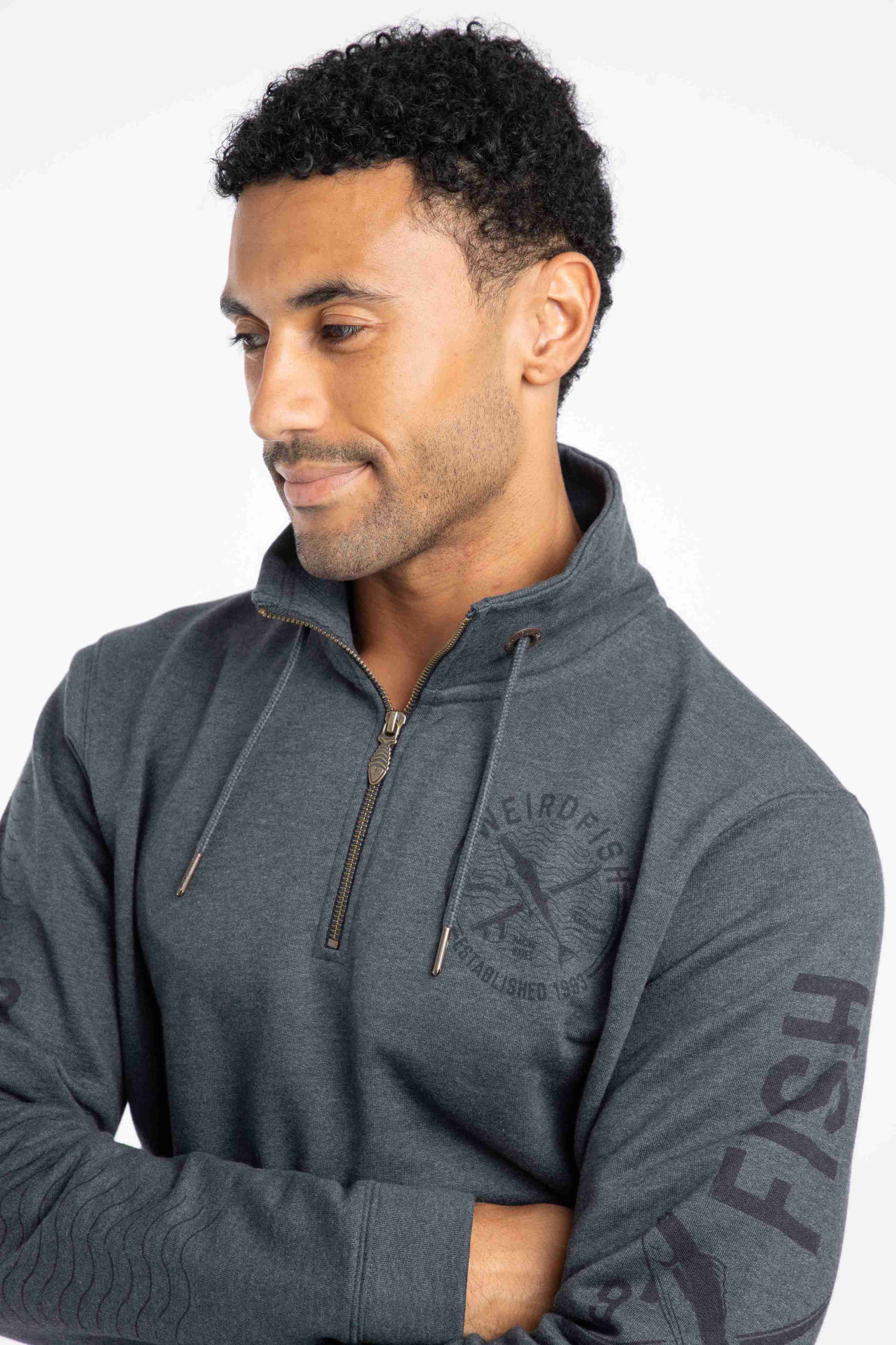 Oakville Eco 1/4 Zip Graphic Sweatshirt Navy