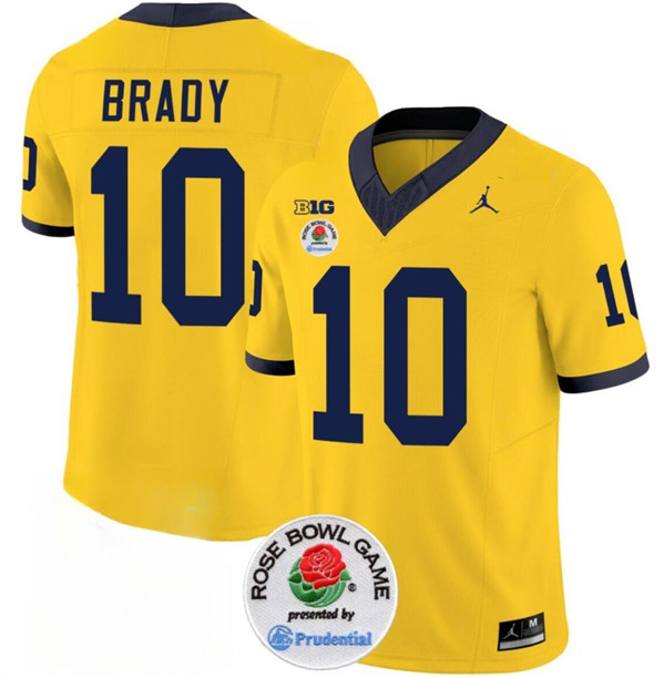 Men's UM Wolverines Yellow 2023 durabl Tom Brady #10 replica Jersey