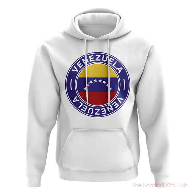 Men Venezuela Football Badge Hoodie (White)