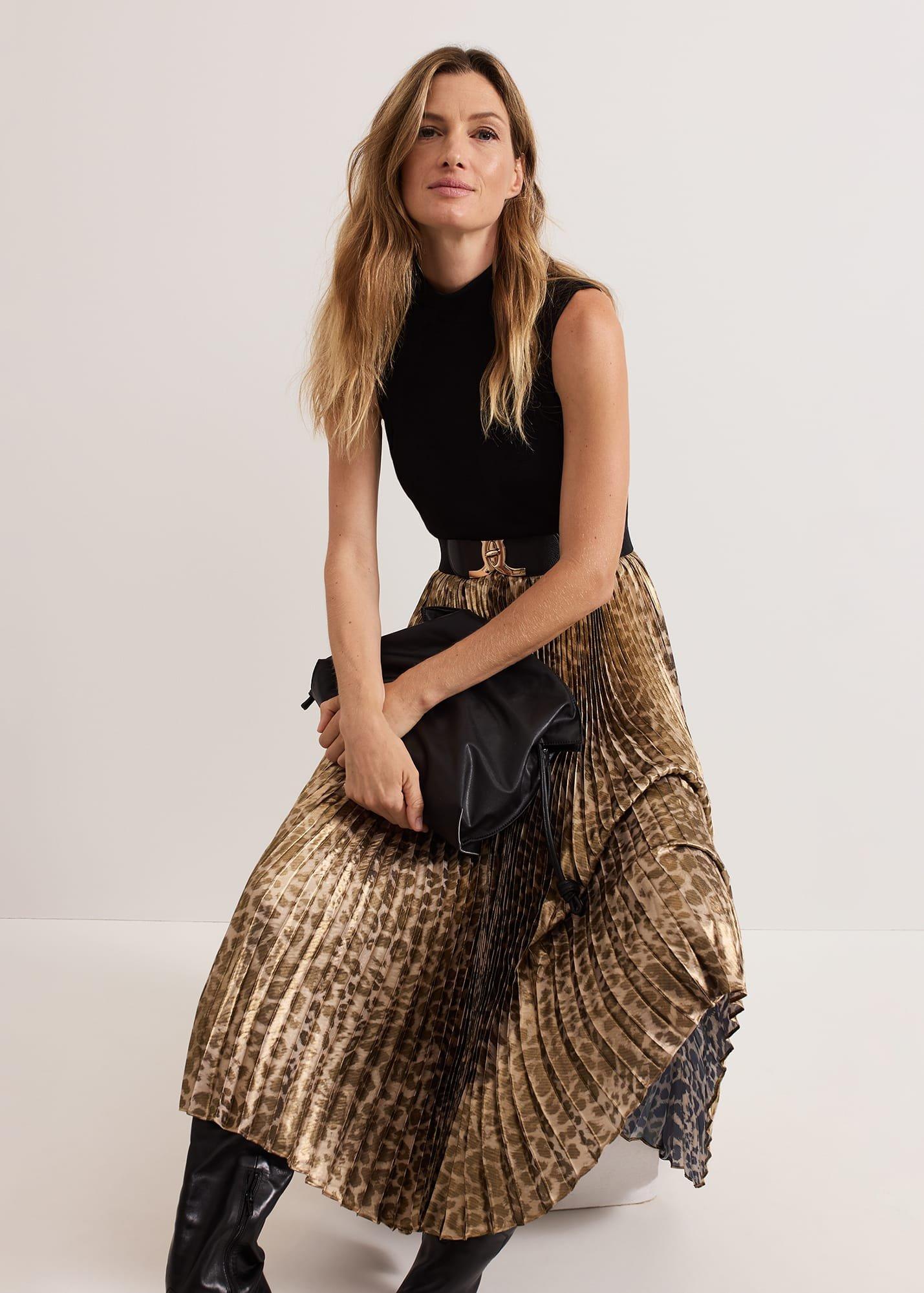 Meloni Jersey Leopard Pleat Midi Dress