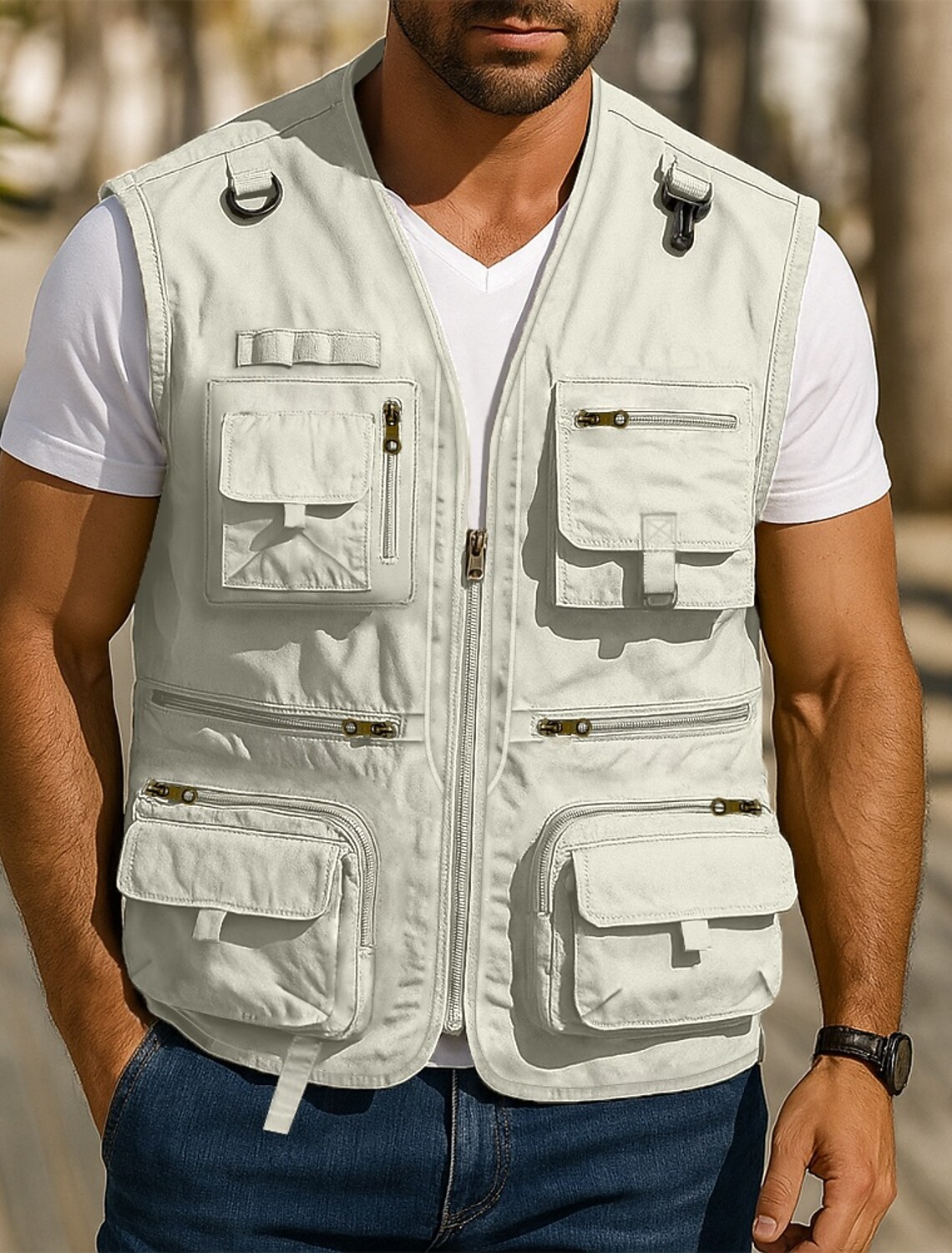 Men's Outdoor Vest Tactical Jacket Sports Casual Fishing Camping &