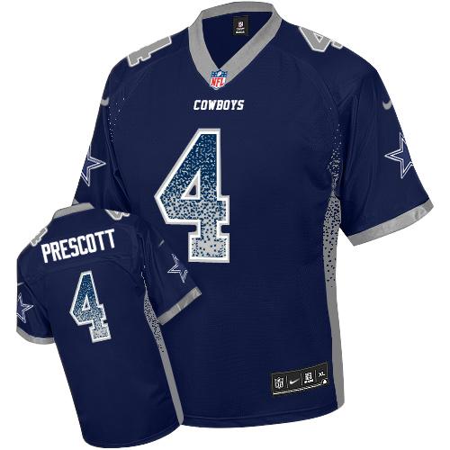 NFL DAL Cowboys #4 Dak Prescott Navy Elite Jersey - High Quality