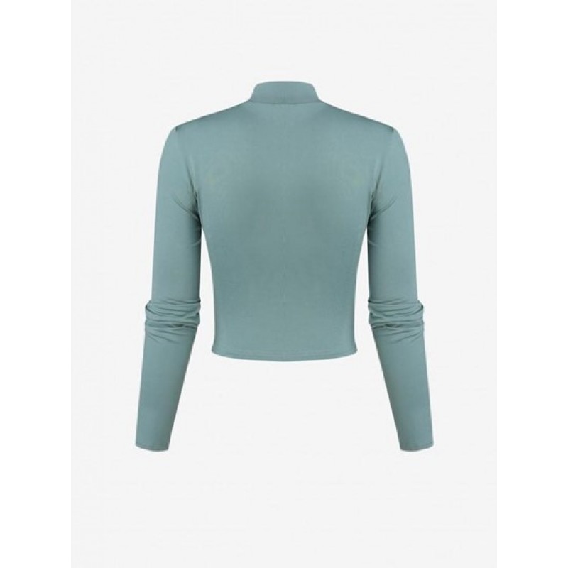 Crossover Hem Mock Neck Crop T Shirt DJ1992