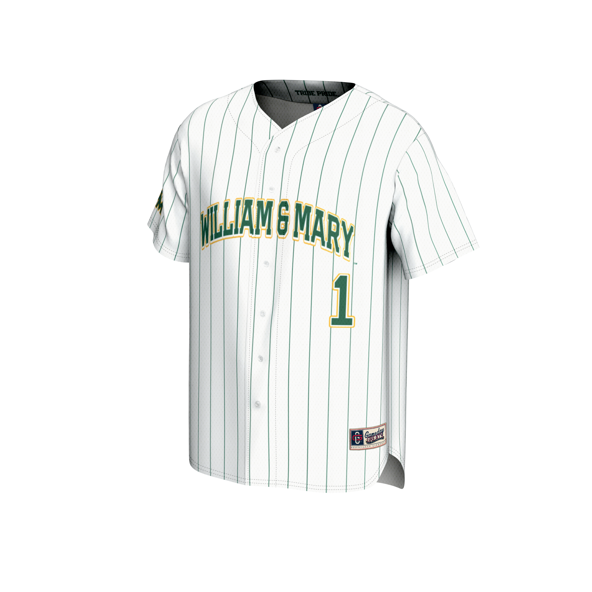 [DDG] William & Mary Tribe GameDay Greats Youth Lightweight Baseball Fashion Jersey - White