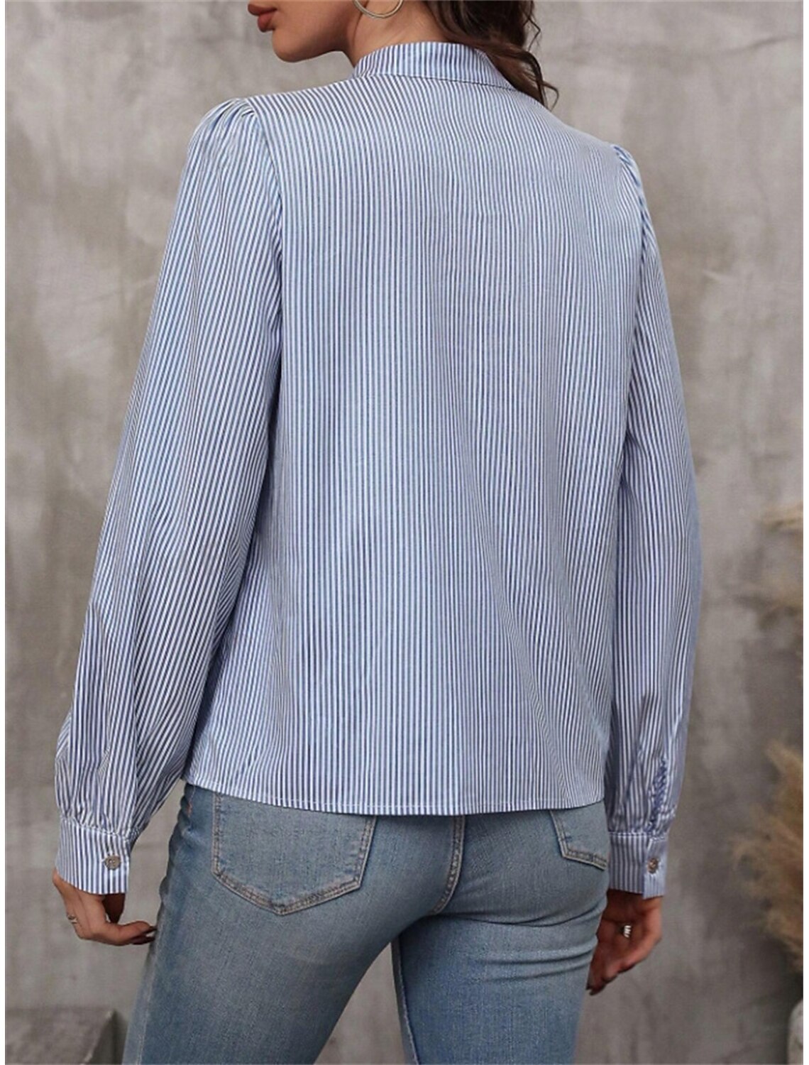 Women's Shirt Blouse Stylish Casual Striped Regular Tops Long Sleeve V Neck Patchwork Regular Fit Work Daily Going out Summer Spring Fall