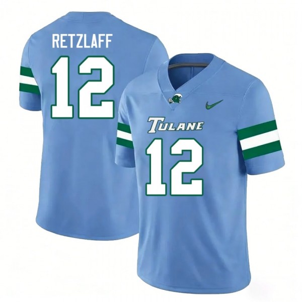 Tulane Green Wave #12 Jake Retzlaff Men Stitch Jerseys - Blue