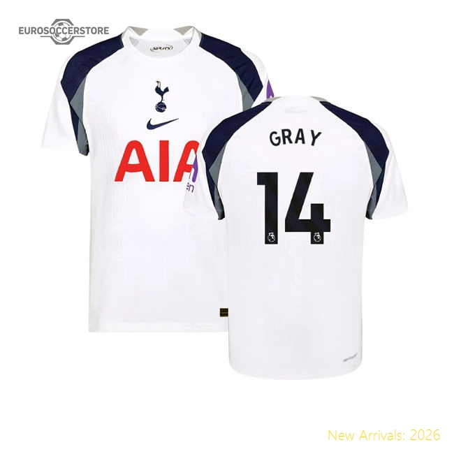 Authentic 2025-2026 Tottenham Hotspur Authentic Home Shirt (gray 14