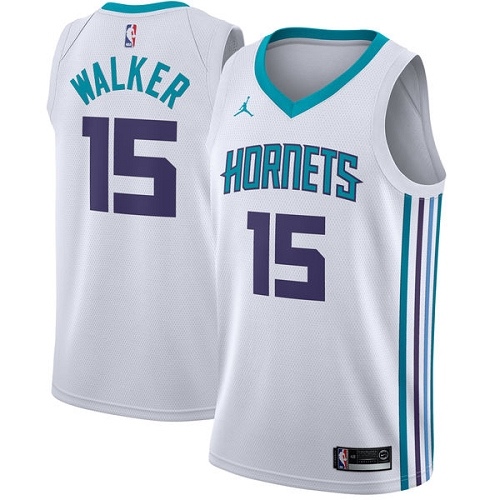 White Nike Charlotte Hornets #15 Nets Jersey - High-Quality Polyester