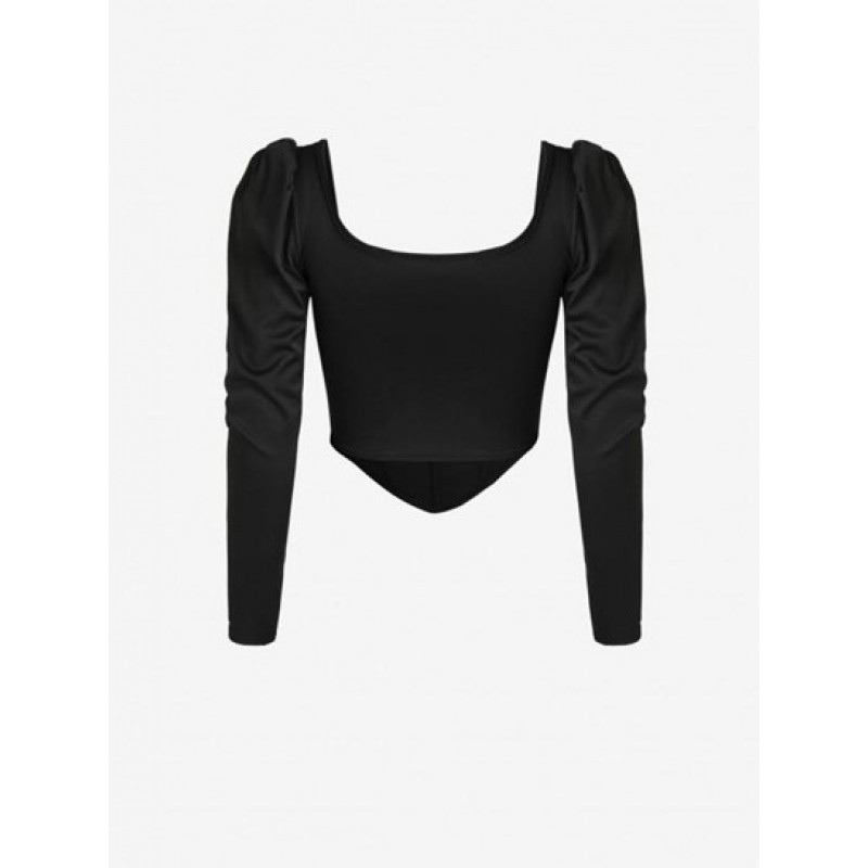 Puff Sleeve U Neck Corset Top TX8247