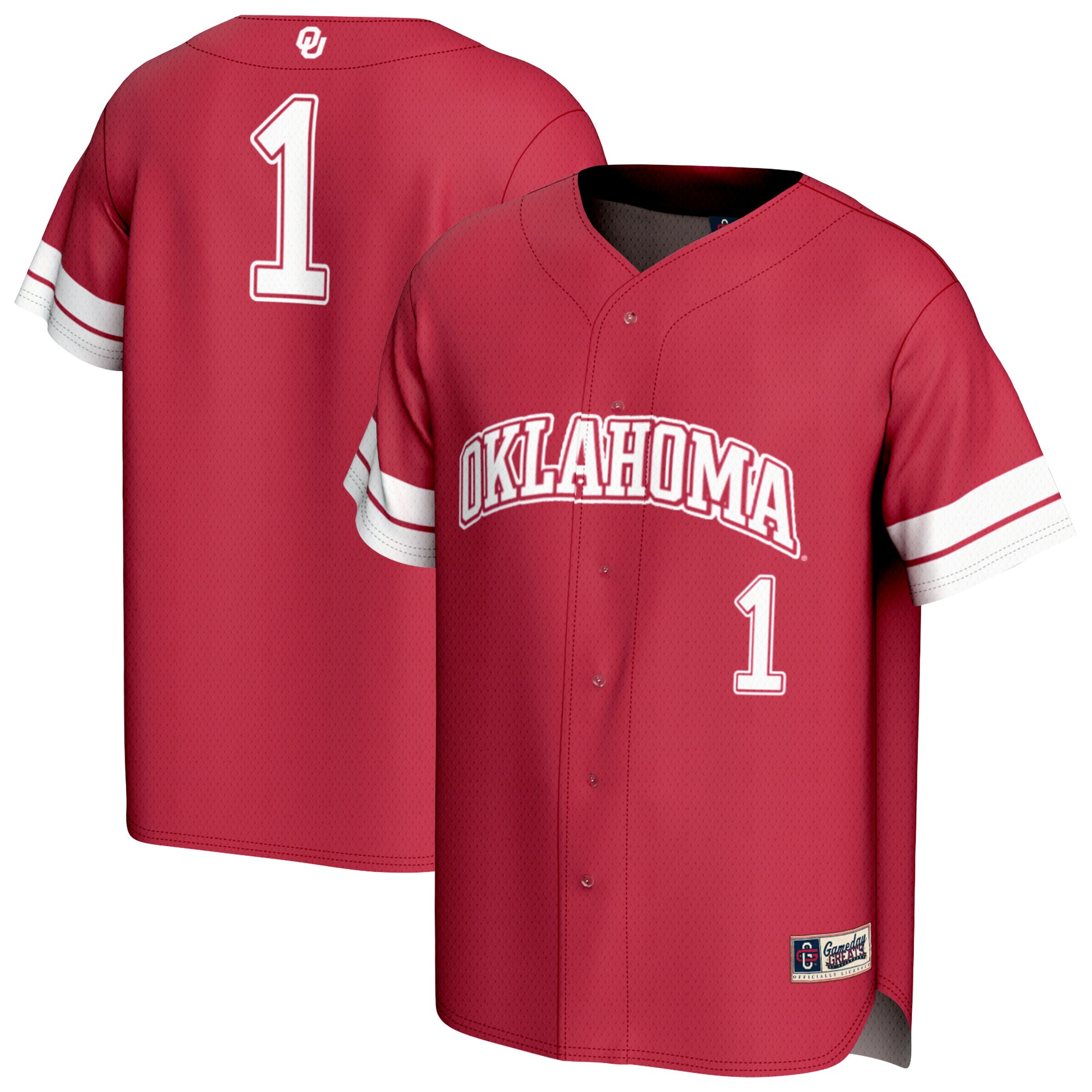 [DDG] Oklahoma Sooners GameDay Greats Unisex Lightweight Collegiate Baseball Fashion Jersey - Crimson