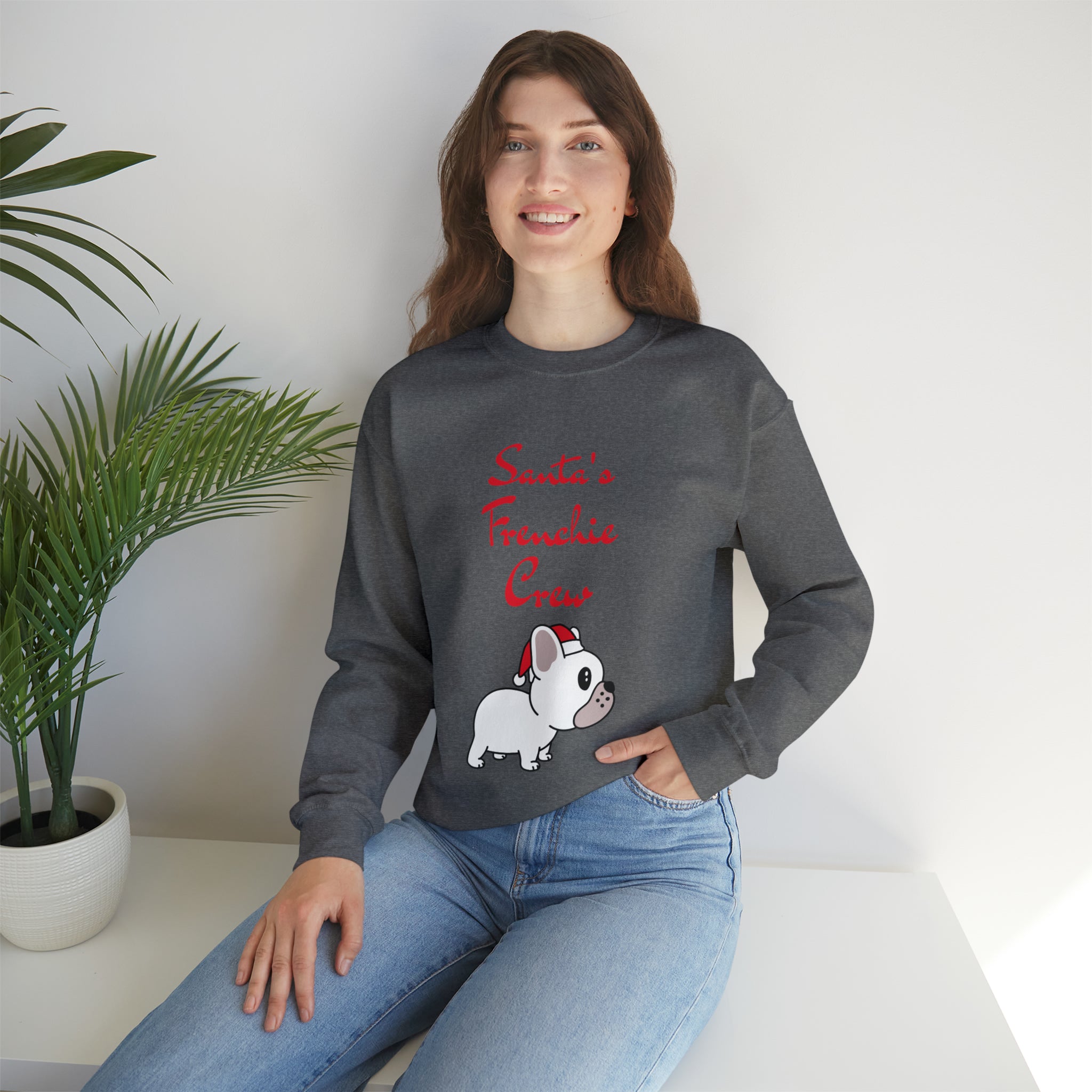 French Bulldog Santa's Frenchie Crew Sweater Unisex Sweatshirt Durable Dog Item