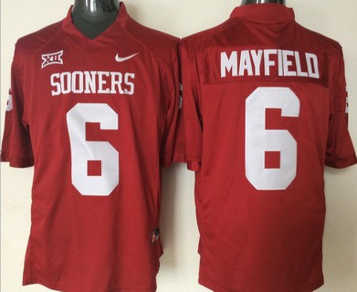 Men's OU OK Baker Mayfield #6 stitched Red 2024 away jersey Jersey