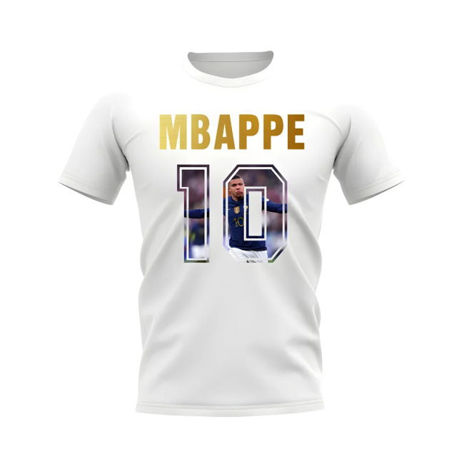 Kylian Mbappe Name And Number France T-Shirt (White)