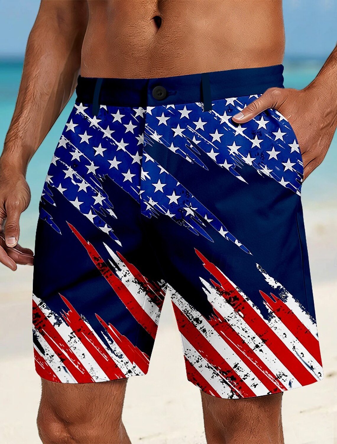 Men's 4th of July U.S. 250th Anniversary American Flag Bermuda shorts Casual Shorts Golf Shorts Mid Waist Patriotic Outdoor Holiday Flat Front Shorts with 4 Pockets Designer Clothing Apparel