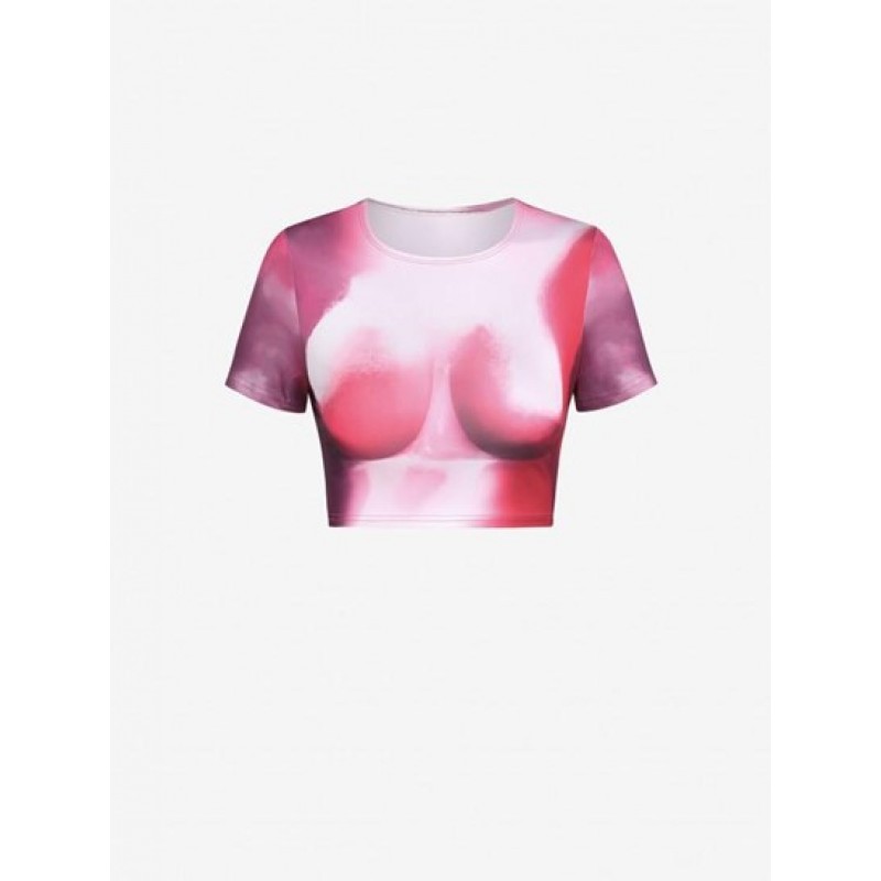 Tie Dye 3D Print Crop T Shirt BL7357