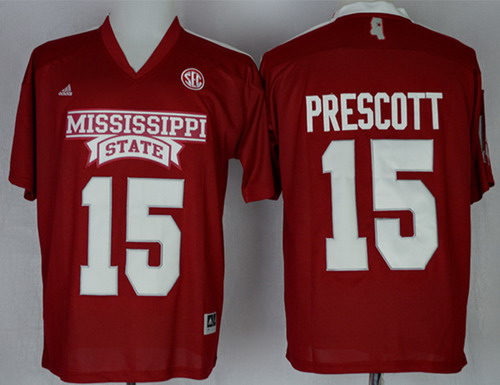Men's None #15 Dak Prescott Red 2014 durabl performance Jersey