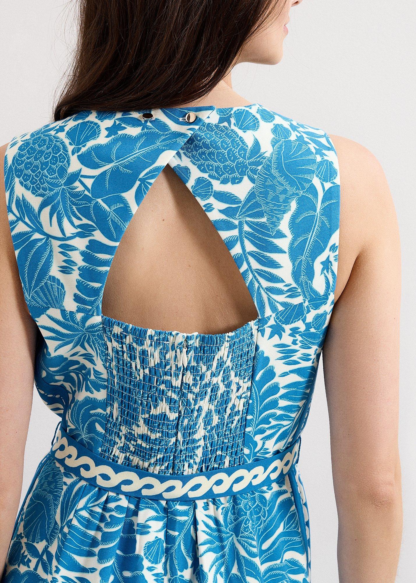 Petite Cyra Blue Printed Jumpsuit