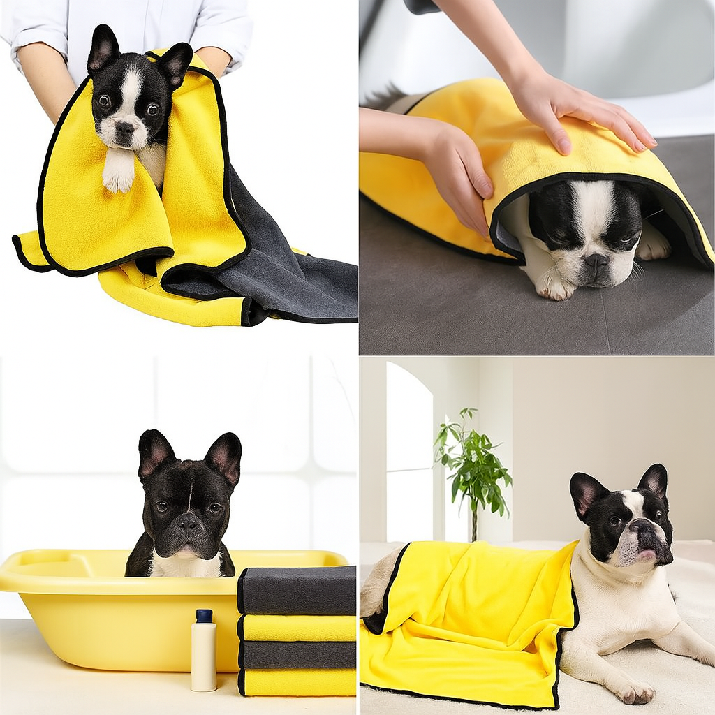 Snugdry Frenchie Bath Towel – Soft Fiber Double-Sided Quick-Dry Dog Towel