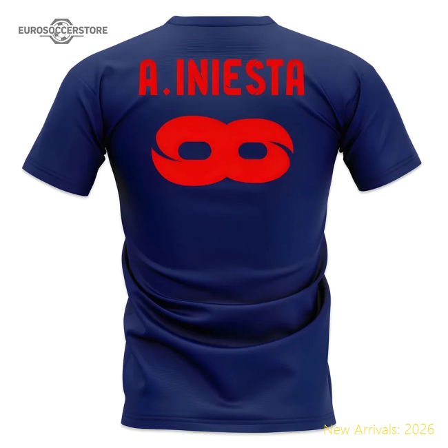Andres Iniesta Trophy Count T-shirt (navy) - Fan Design