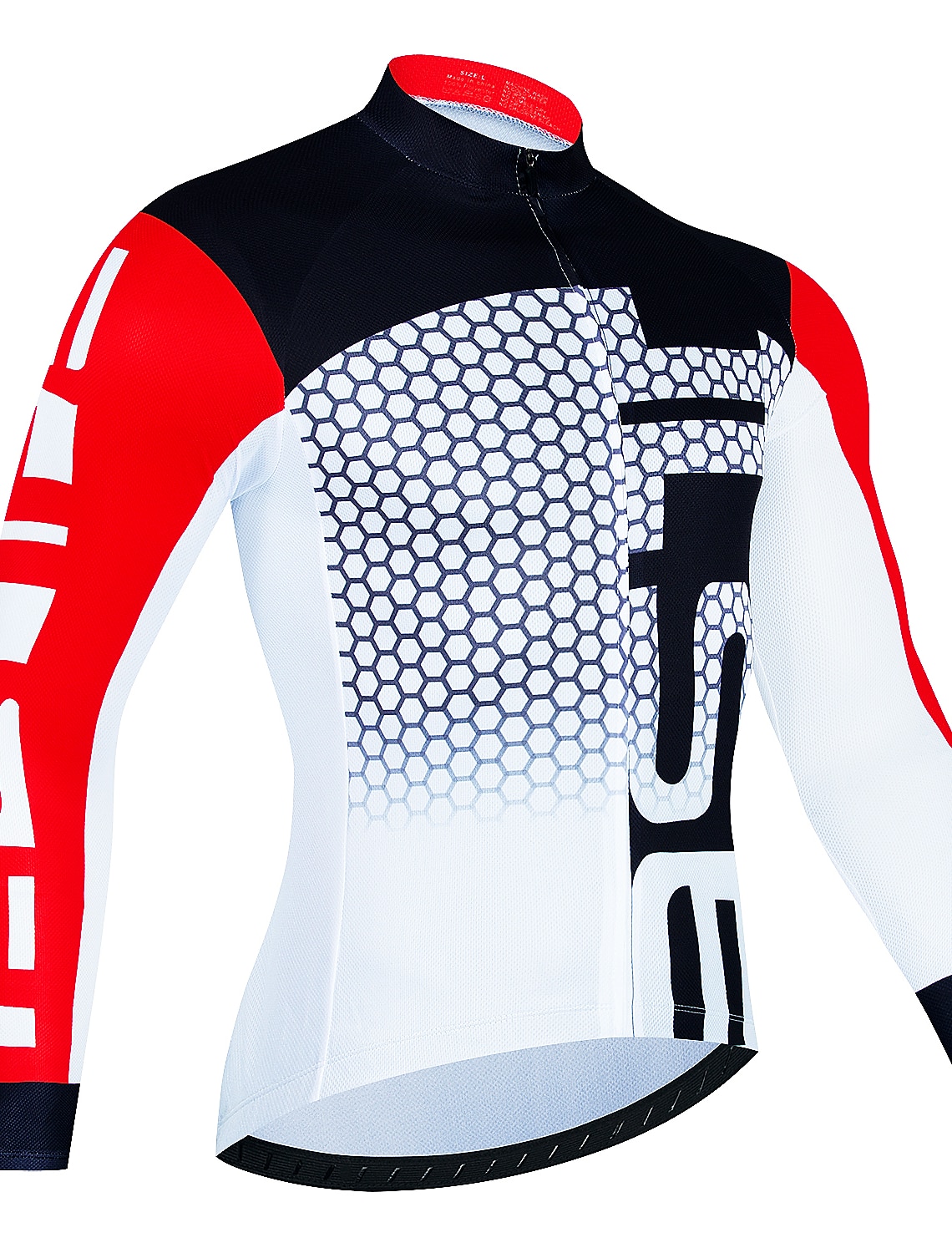Men's Cycling Jersey Honeycomb Long Sleeve Bike Jersey Top with 3 Rear Pockets Mountain Bike MTB Road Bike Cycling Quick Dry Reflective Strips Back Pocket Moisture Wicking Sports Black White Red