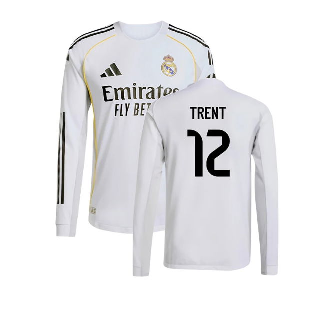 2025-2026 Real Madrid Authentic Long Sleeve Home Shirt for (Unisex