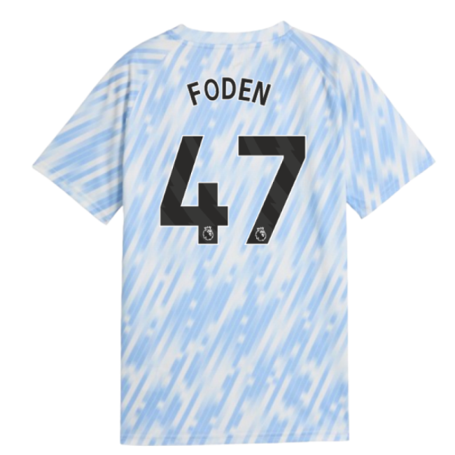 2025-2026 Man City Warm Up Jersey (Silver Sky) - Kids (Foden 47) (L...