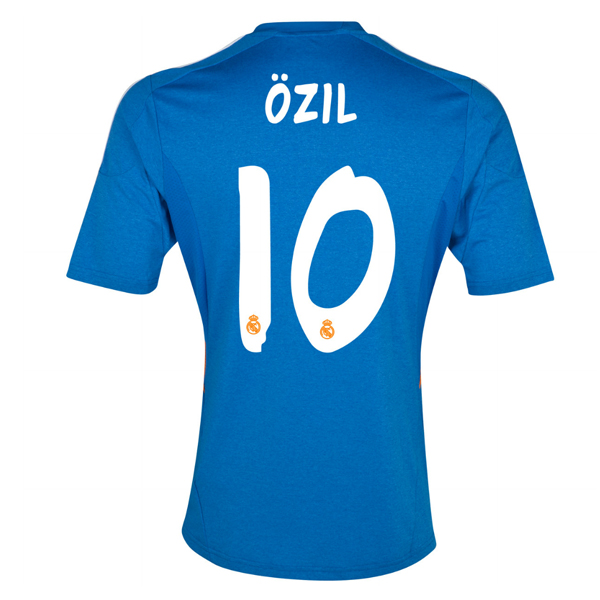 Quick Dry 13-14 Real Madrid 10 Ozil Away Blue Soccer Jersey Shirt
