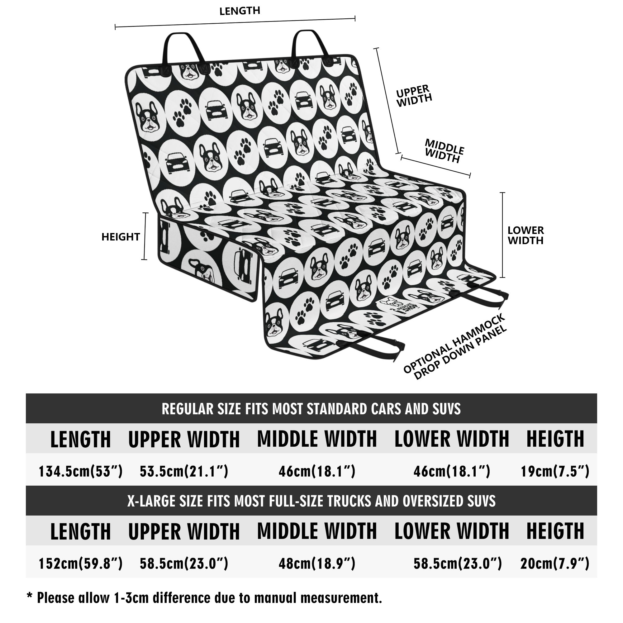 Sapphire - Durable Car Pet Seat Covers For French Bulldog Indoor Use