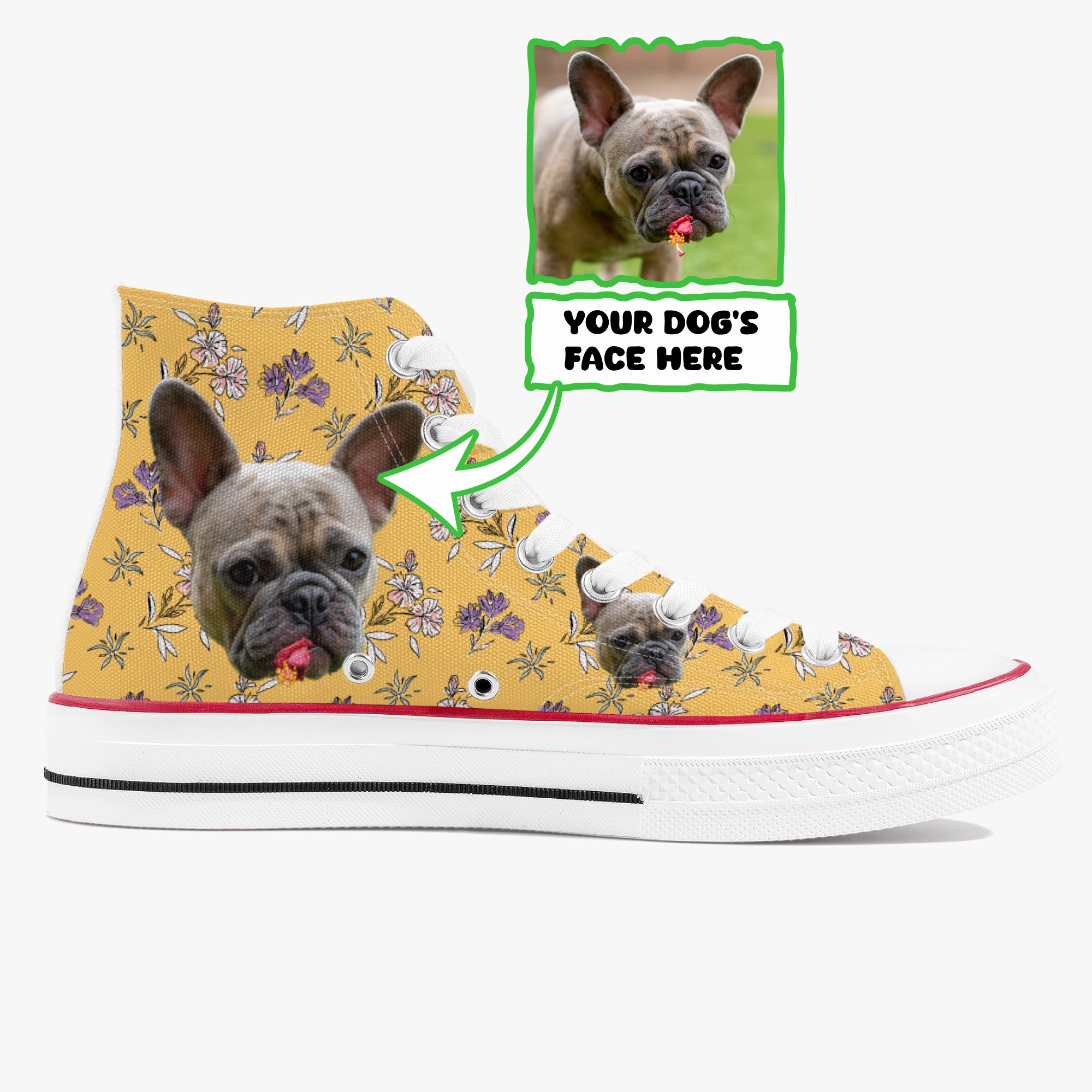 Ace - Durable Personalized High-top Canvas Shoes For Dog Lovers