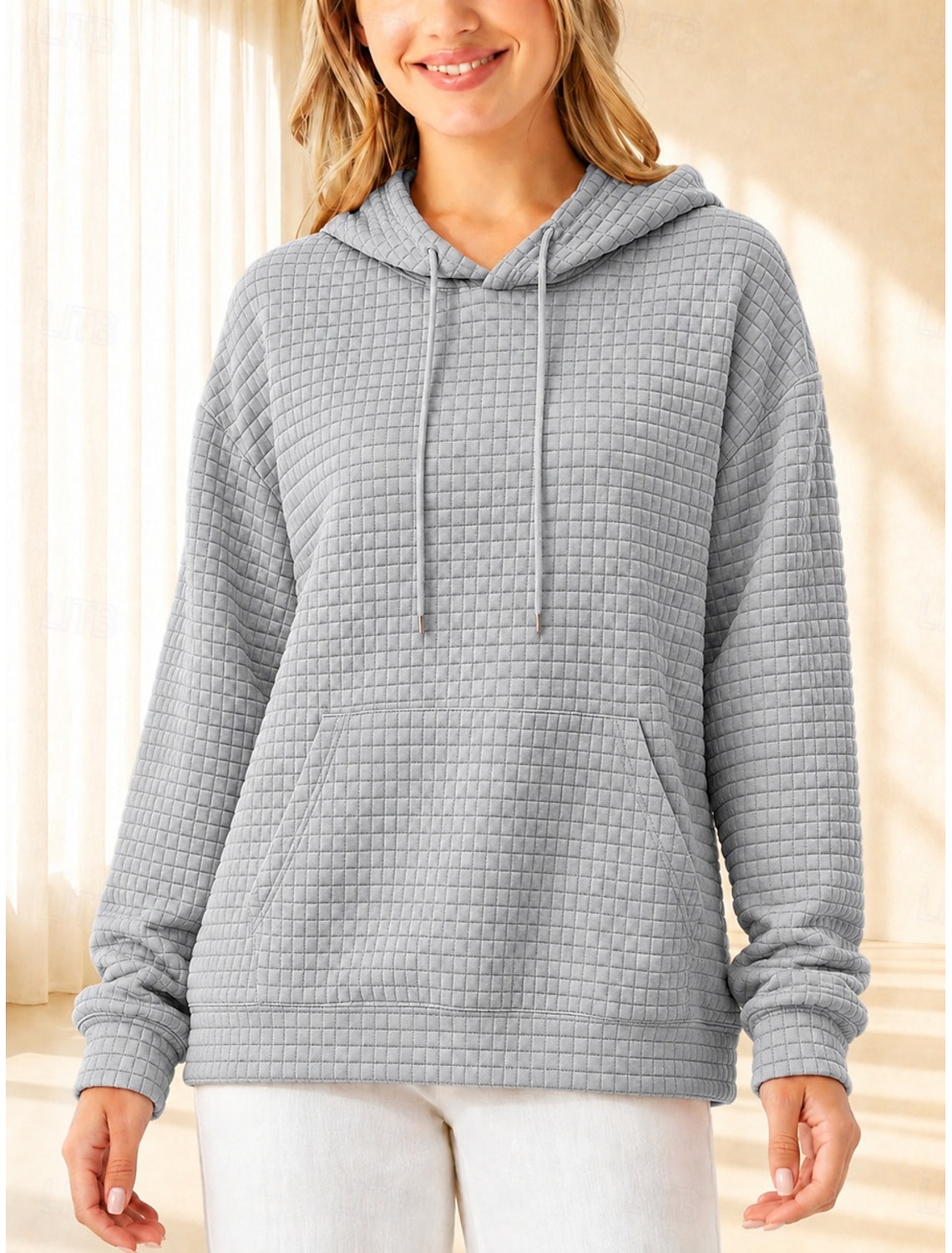 Women's Pullover Hoodie Sweatshirt Patchwork Pocket Elegant Fashion Long Sleeve Hooded Regular Tops Casual Black Pink Light Grey Fall