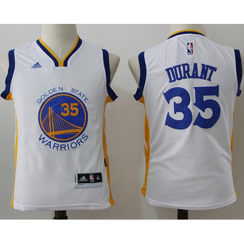 Golden State Warriors #35 Kevin Durant White Stitched Youth NBA Jersey Youth