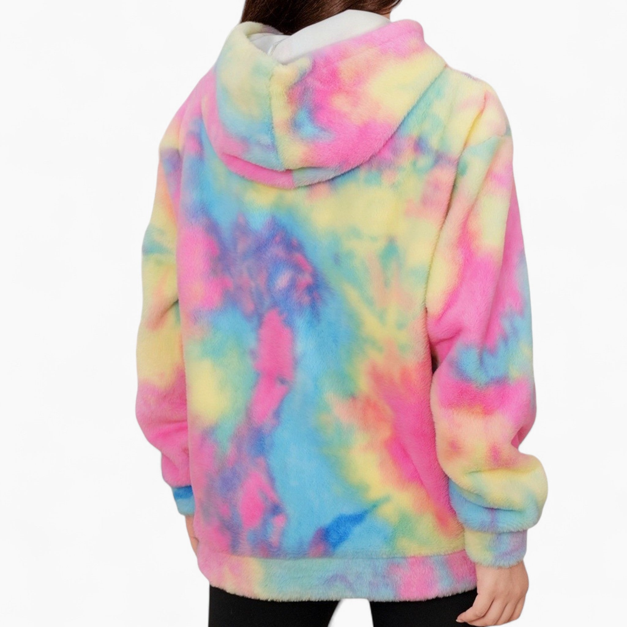 Plush Fleece Rainbow Tie-dye Sweatshirt For Dog And Owner Indoor Comfort