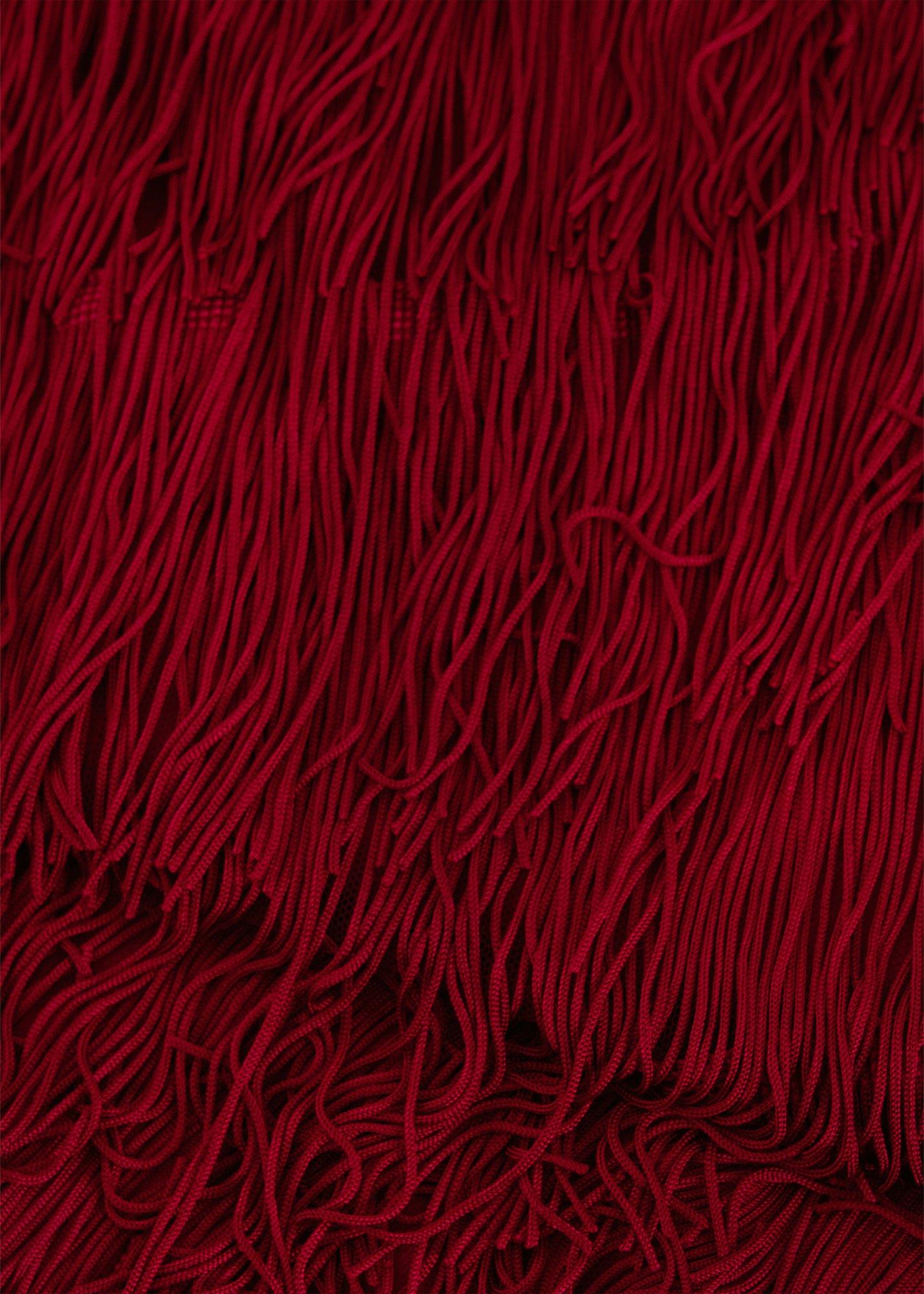 Otto Red One Shoulder Fringe Maxi Dress