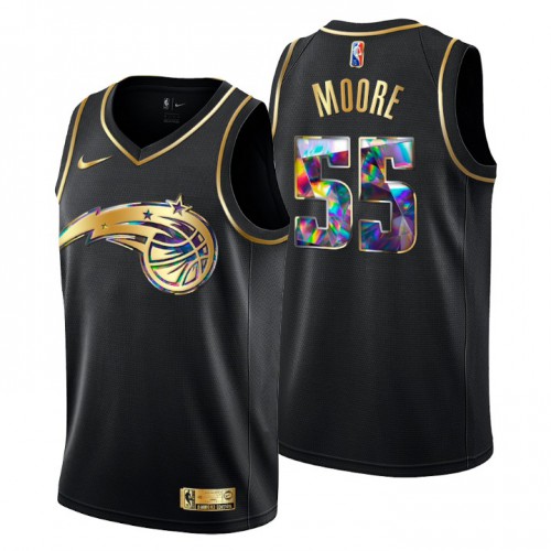 Orlando Orlando Magic #55 ETwaun Moore Mens Golden Edition Diamond Logo 2021/22 Swingman Jersey ¨C Black Mens