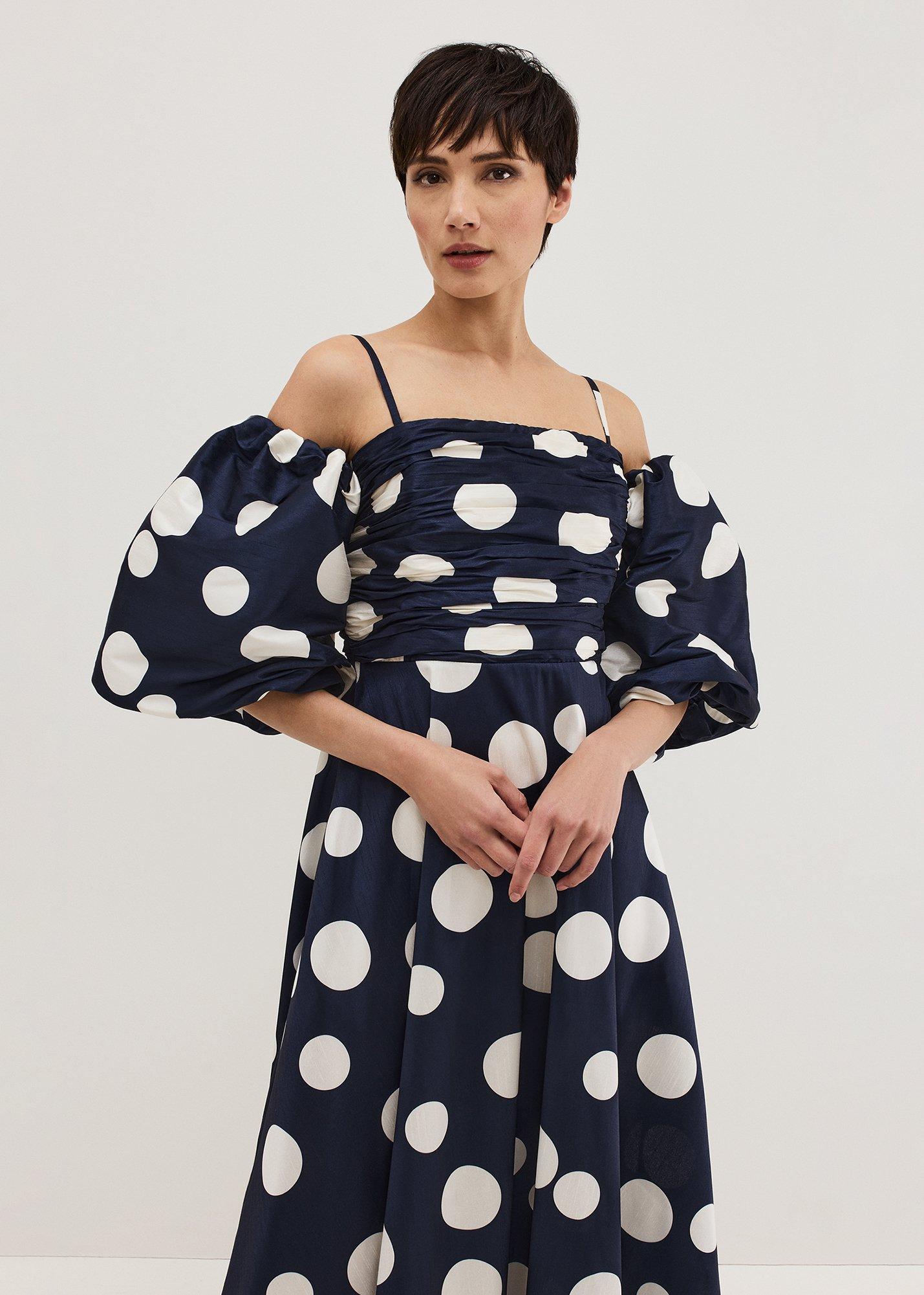 Marilyn Spot Off Shoulder Midi Dress