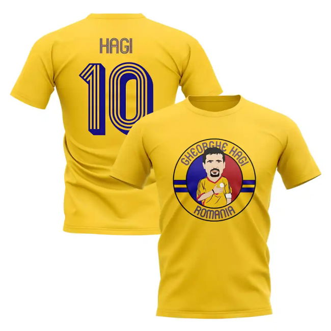 Gheorghe Hagi Romania Illustration T-Shirt (Yellow) Performance