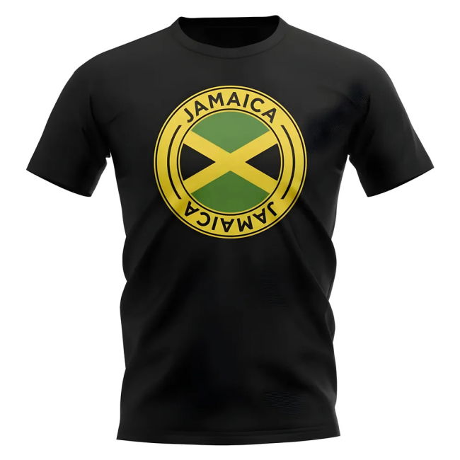 Exclusive-Design Jamaica Football Badge T-Shirt (Black)
