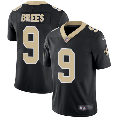 Authentic NFL Saints #9 Drew Brees Black Limited Jersey - Fan Apparel