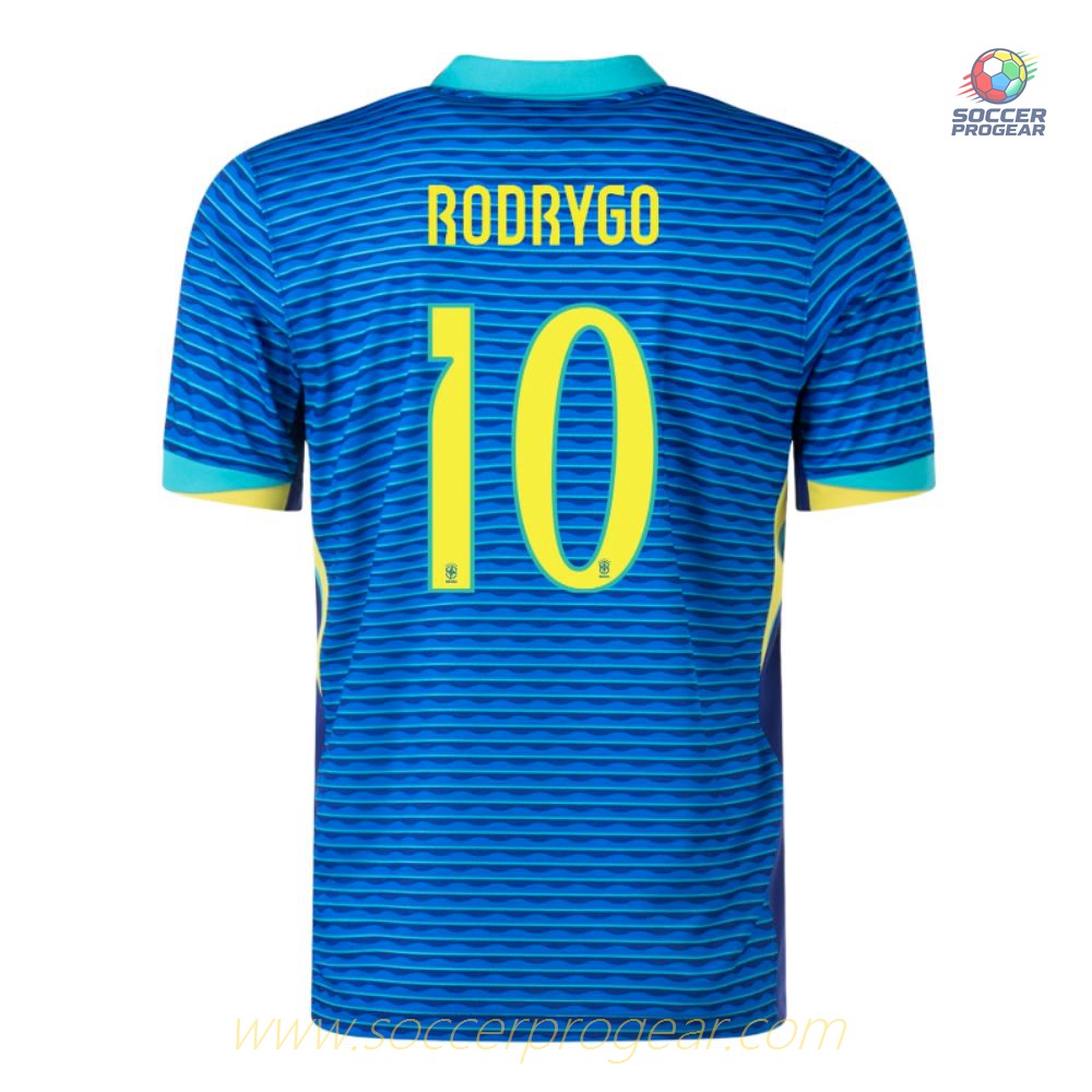 Child Brazil Away Football Shirt Team Jersey 2024-2025 Edition Season Rodrygo