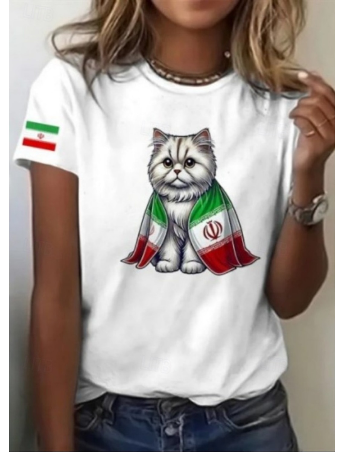 American Independence Day Women's T Shirt Print Graphic Flag American Flag Vintage Stylish Classic Short Sleeve V Neck Regular Tops Daily Blue White-Blue White Red Summer Spring